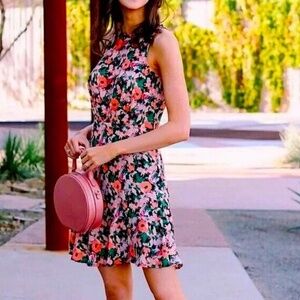J. Crew Mercantile Sleeveless Vibrant Floral Flounce Dress - Pinks and Green